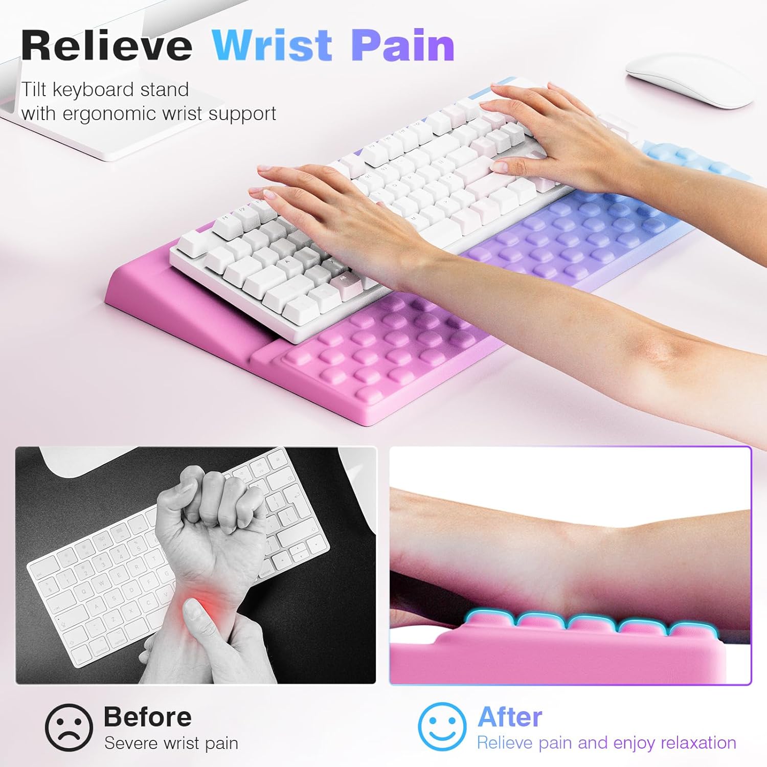 Ospelelf Ergonomic Keyboard Wrist Rest Pad Comfortable Keyboard Stand Riser Holder Pad for Office Gaming