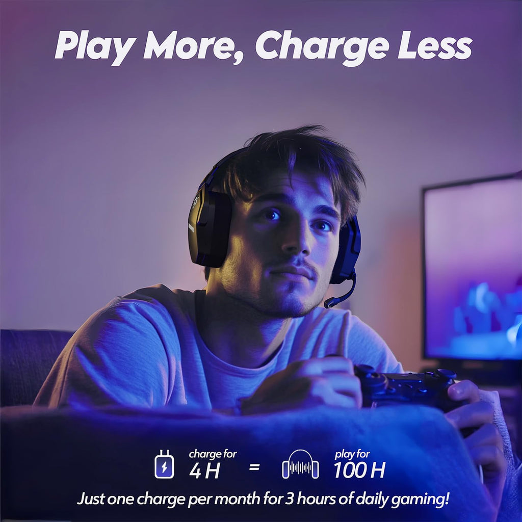 NUBWO G06 Dual Wireless Gaming Headset with Microphone for Ps5, Ps4, PC - 23ms Low Latency Audio - 100-Hour of Playtime - 50mm Drivers (Black-Grey)