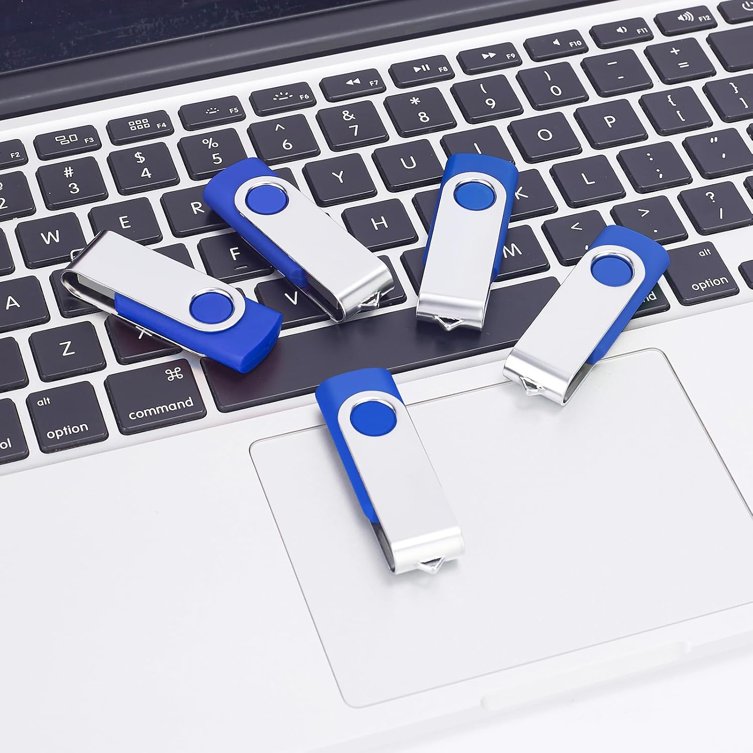 EASTBULL 2GB Flash Drive 100 Bulk USB 2.0 Fast Speed Flash Drives Pack Swivel USB Drives Pack (Blue, 100 Pack)