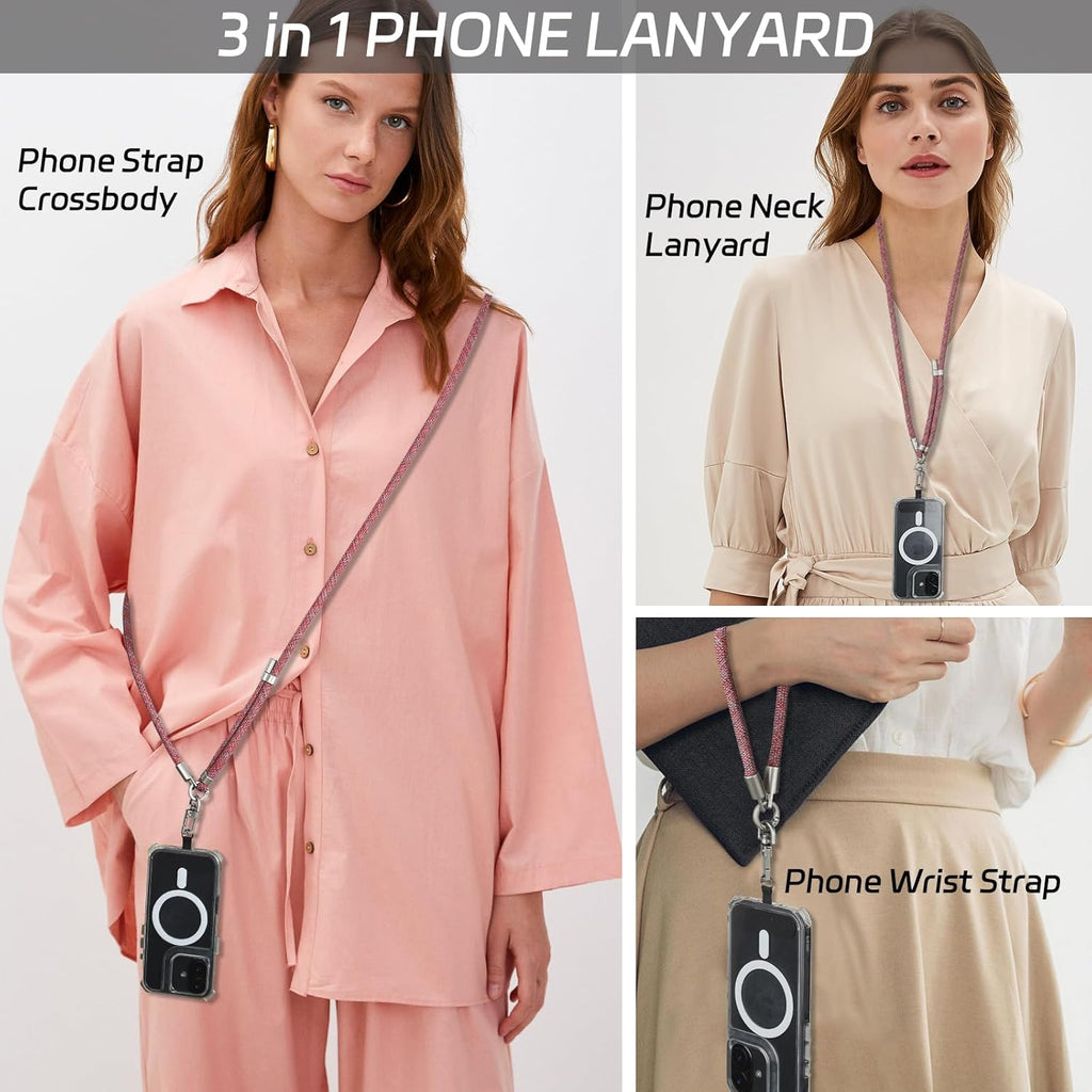 3-in-1 Adjustable Phone Lanyard Crossbody Cell Phone Neck Strap Universal Mobile Wrist Lanyard