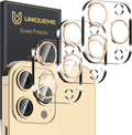 UniqueMe [3 Pack] Camera Lens Protector Compatible with iPhone 13 Pro 6.1" / 13 Pro Max 6.7" Tempered Glass,[Case Friendly][New version][Scratch-Resistant][Easy Installation] -Gold