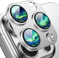 Compatible with iPhone 15 Pro/16 Pro Camera Lens Protector, [Case-Friendly][Strong Adsorption][AR Anti-Reflection] Tempered Glass Full Coverage Camera Screen Protector for 16 Pro Max,Silver