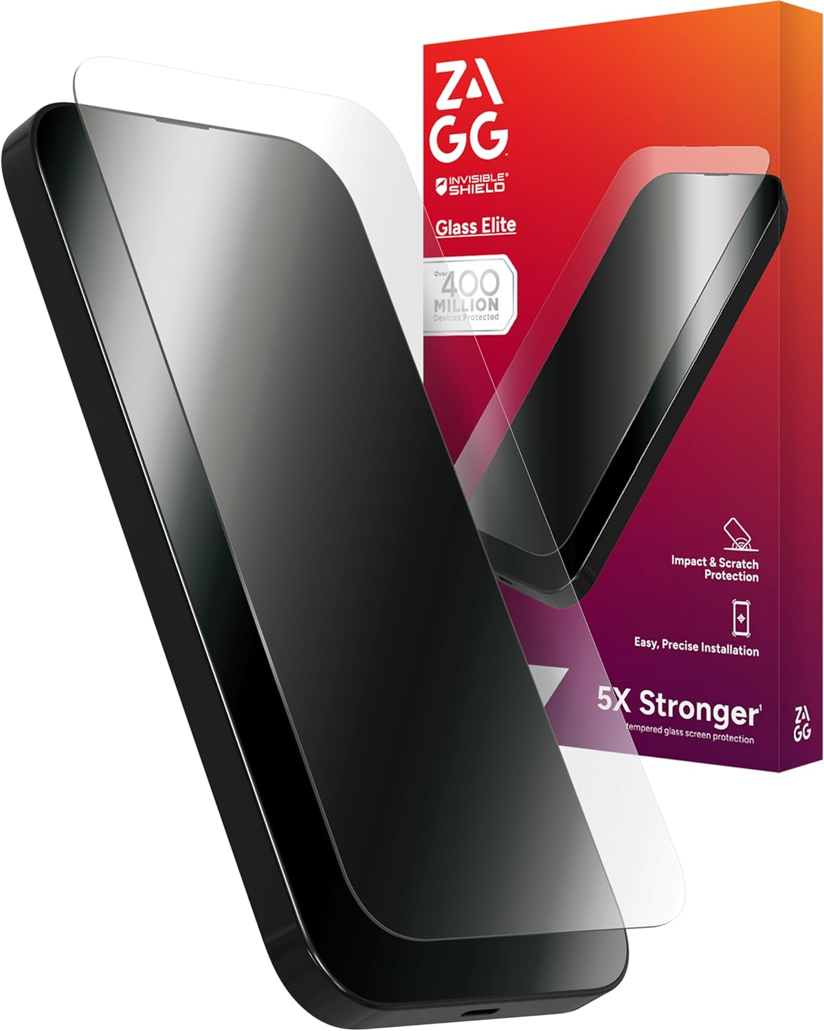 ZAGG Glass Elite Screen Protector for iPhone 16 Plus / 15 Plus - 5X Stronger, Reinforced Edges, Ultra-Strong Tempered Glass, Scratch Resistant, Anti-Smudge, InvisibleShield,, Easy Installation, Eco-Friendly