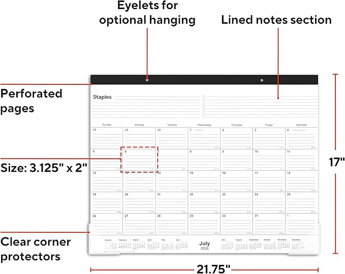 2026-2027 Staples 21.75" x 17" Academic Monthly Desk Pad Calendar - Image 2