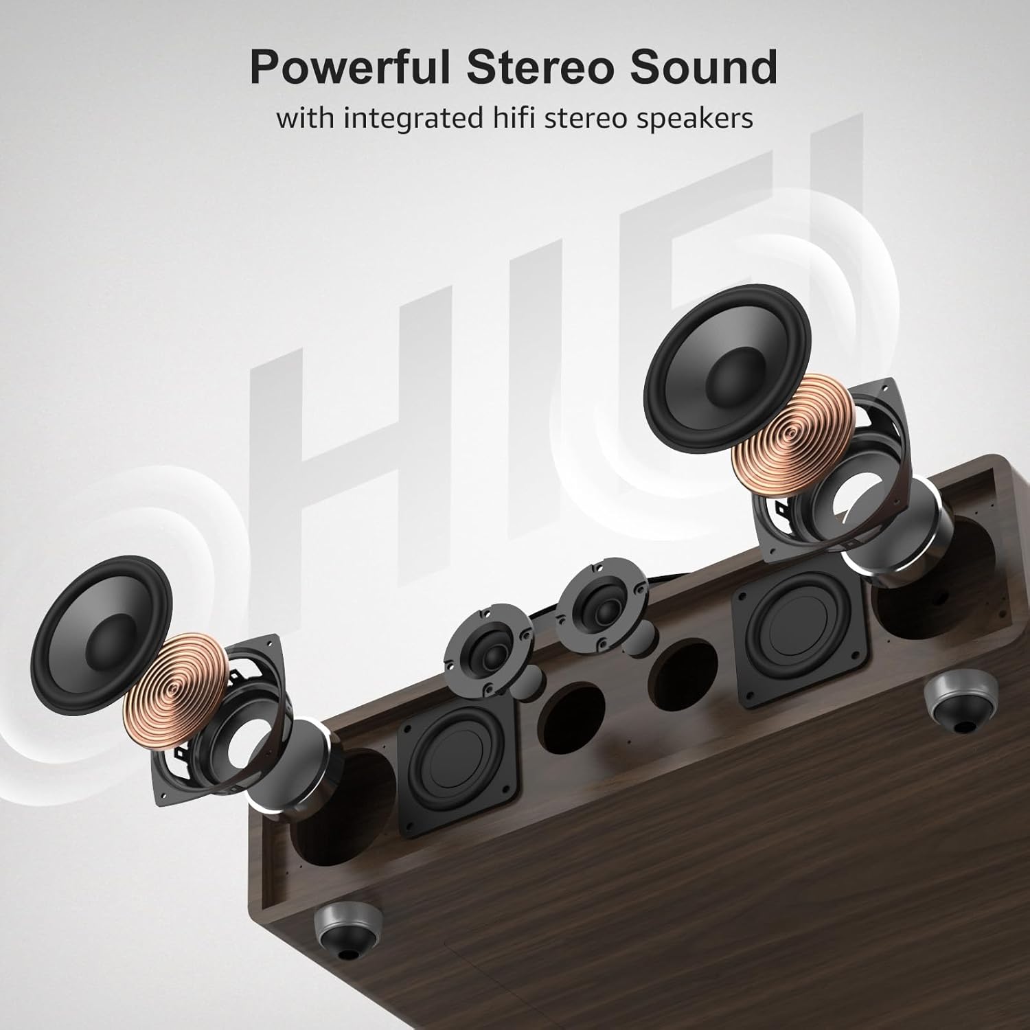Vinyl Record Player Built in HiFi Stereo Speakers BT Wireless Input Belt Drive Iron Platter Turntables for Vinyls Records with MM Audio AT-3600L Cartridge Soft Warm Light Design Wooden Cream Brown