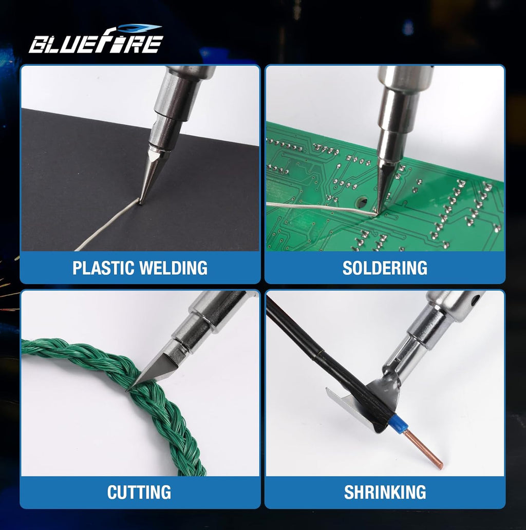 BLUEFIRE MRT-1117K Cordless Butane Soldering Iron Kit Portable Multi-Purpose Mini Torch for Electronics, Jewelry, Welding & Brazing|Self-Igniting,Flame Control,Light Weight,Rapid Heat Up,Inflatable