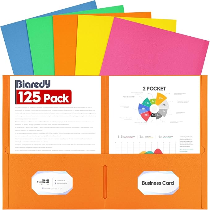 Two Pocket Folders, 125 Pack Bulk Letter Size 8.5" x 11" Folders by Unknown