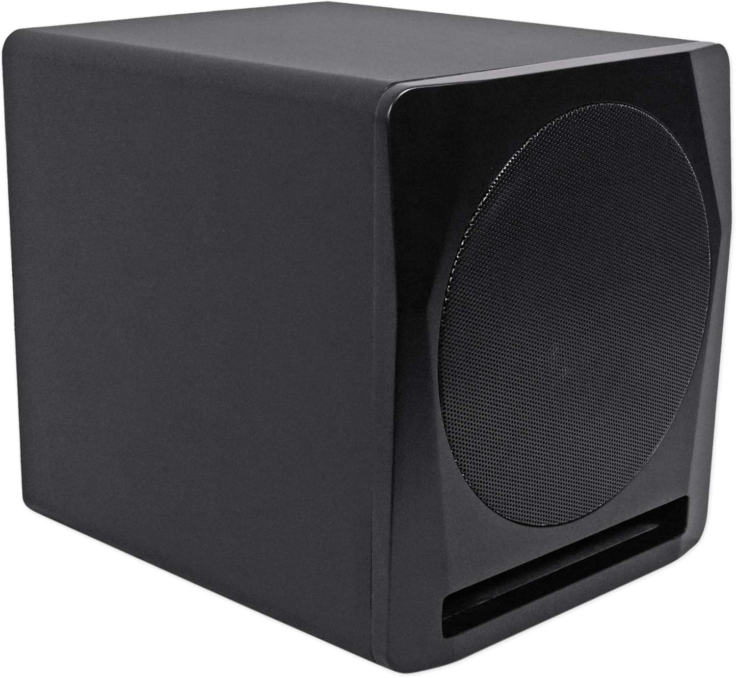Rockville APM10B Active Studio Subwoofer in Black, 10"", 400W, MDF Wood, RCA/XLR/Optical, Front-Firing Port, Perfect for Studios and Music Production