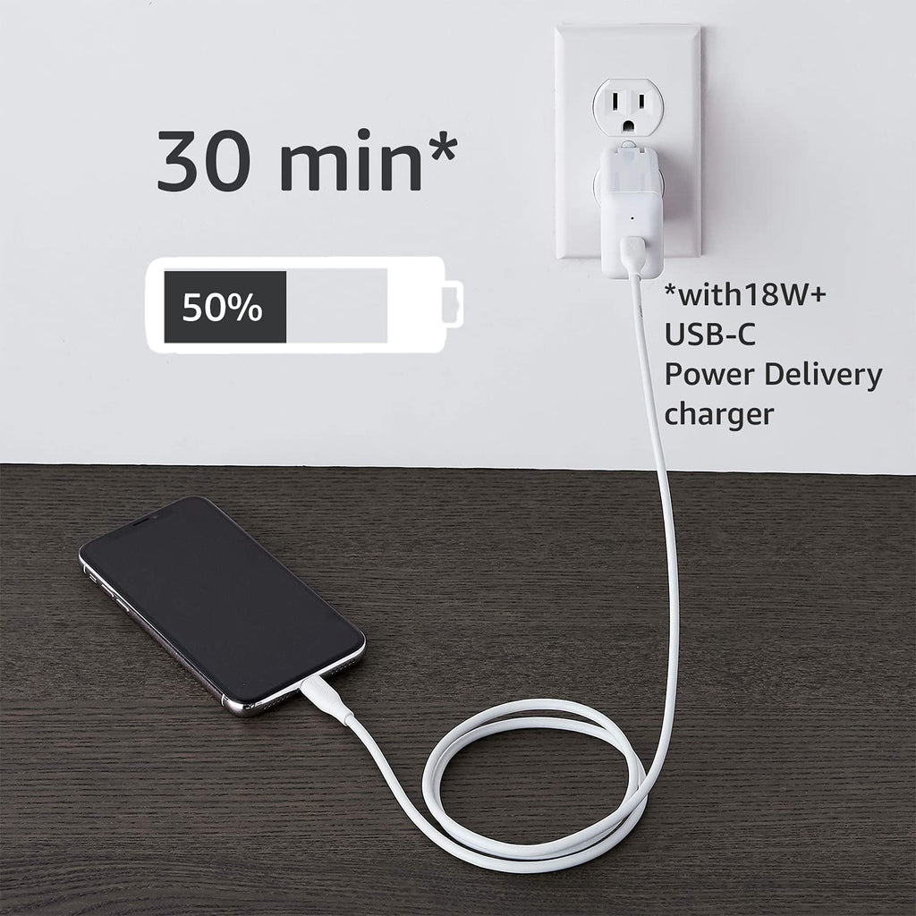 Amazon Basics USB-2.0 Type C to Lightning Cable (MFi Certified), 3 Feet, White