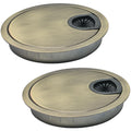 2 Pcs Desk Grommet 2-3/8" / 60 mm, Desk Cord Hole Cover, Cable Grommet Metal Zinc Alloy Materilal, Desk Hole Grommet for Home & Office Pc, Detachable Cable Cord Organizer-Bronze