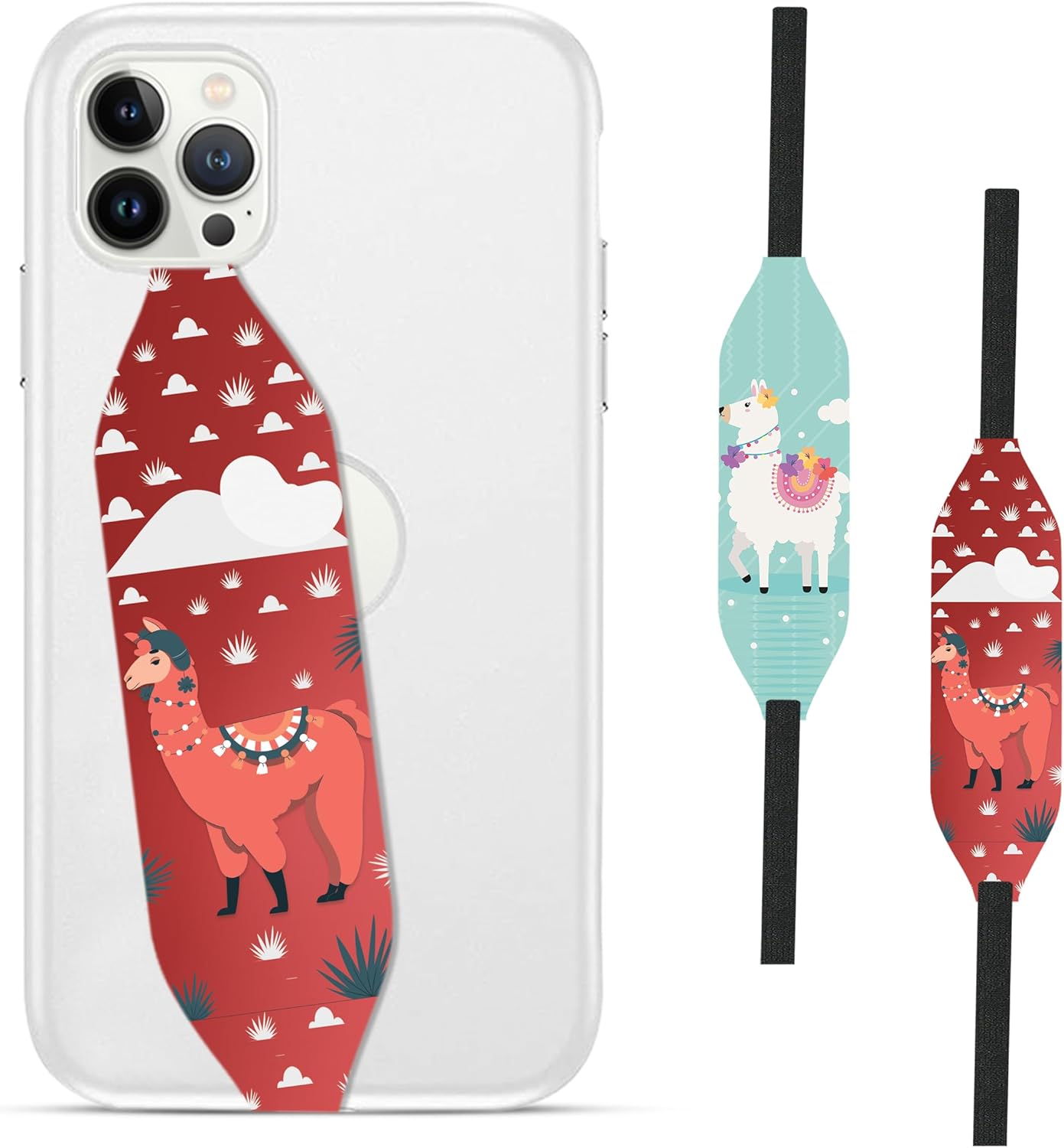 Phone Grip Strap - Pack of 2 Reversible Finger Holder for Phone Back, Customizable Anti-Slip Design, Wireless Charging Compatible Detachable Holder for iPhone - Como se Llama