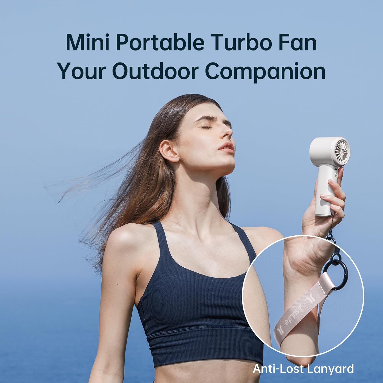 JISULIFE Portable Handheld Fan, Speed(1-100) Adjustable Turbo Mini and 3600mAh Battery Rechargeable Personal Fan, Digital Display, Gifts for Women Men Travel/Camping/Outdoor-White