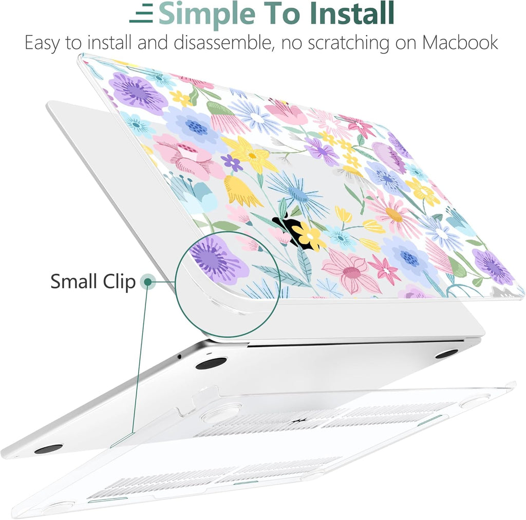 TWOLSKOO Compatible with M4 MacBook Air 15 inch Case 2025-2023 Released Model M4 A3241 M3 A3114 M2 A2941, Plastic Hard Shell & Screen Protector & Keyboard Cover & Type C Adapter, Flying Astronauts