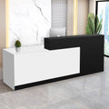 Reception Desk with Counter Modern Checkout Counter with Lockable Drawer Keyboard Tray Receptionist Desk for Office Salon Reception Table D Left 63inch/160cm