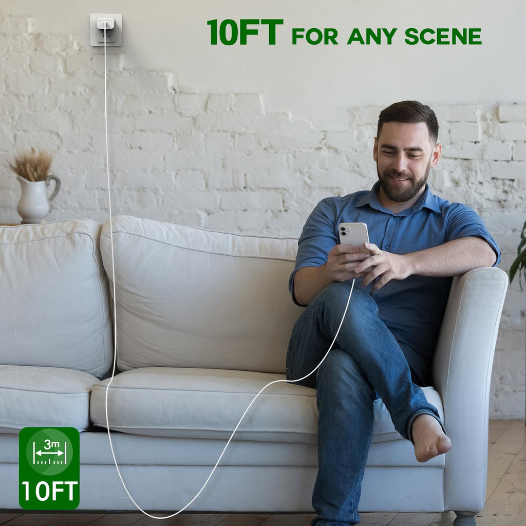 iPhone 16 15 Charger Fast Charging,3Pack 20W USB C Charger Type C Chargers Plug Wall Chargers 10FT USB-C Woven Charge Cable for iPhone 16e/16 Pro Max/16Pro/16 Plus/15 ProMax/iPad Pro/Air/Mini,AirPods