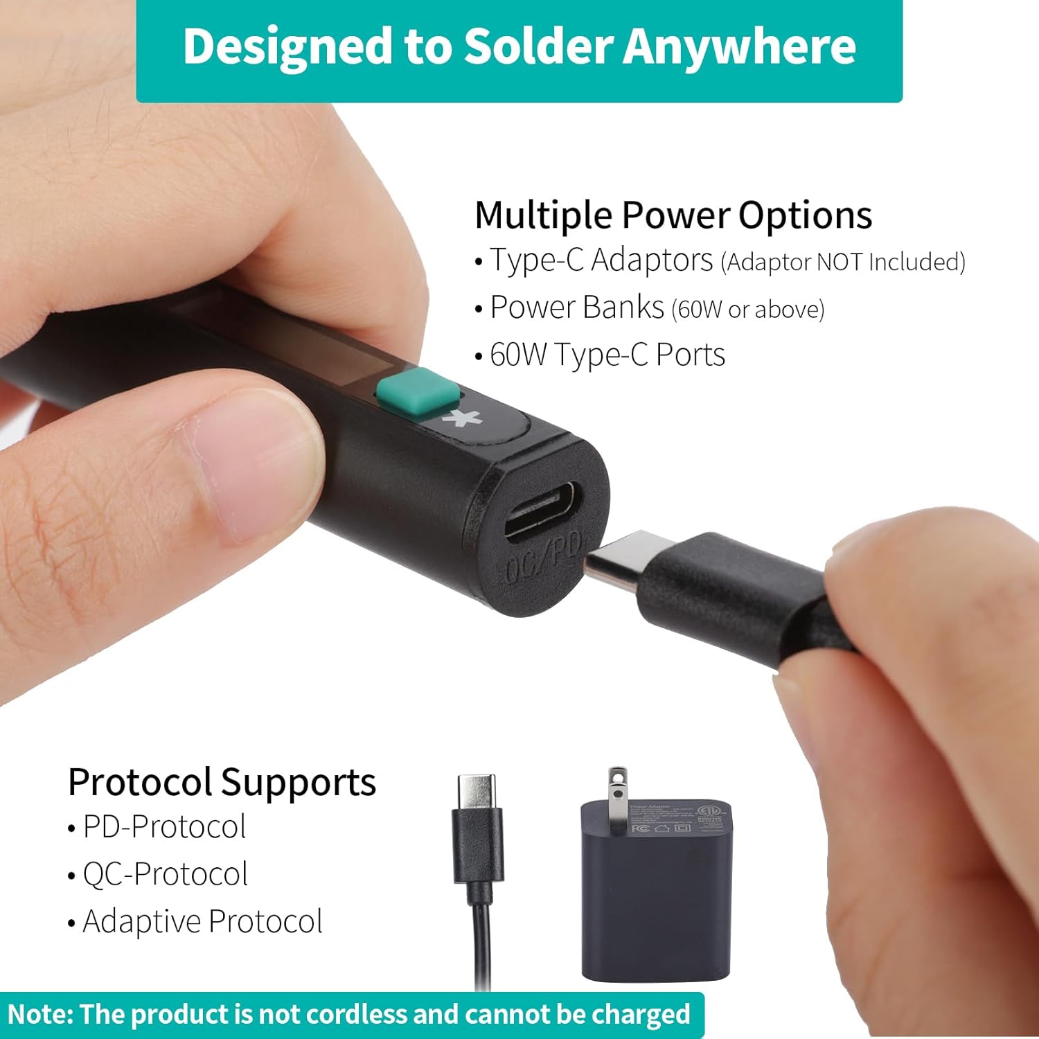 YIHUA 928D-IV Soldering Iron Kit with Type-C Port, Fast-Heating with C235 Cartridge, 194~842°F Temperature Adjustable, PD/QC/Adaptive Protocols, LCD Display, and Multi-Functional Cover