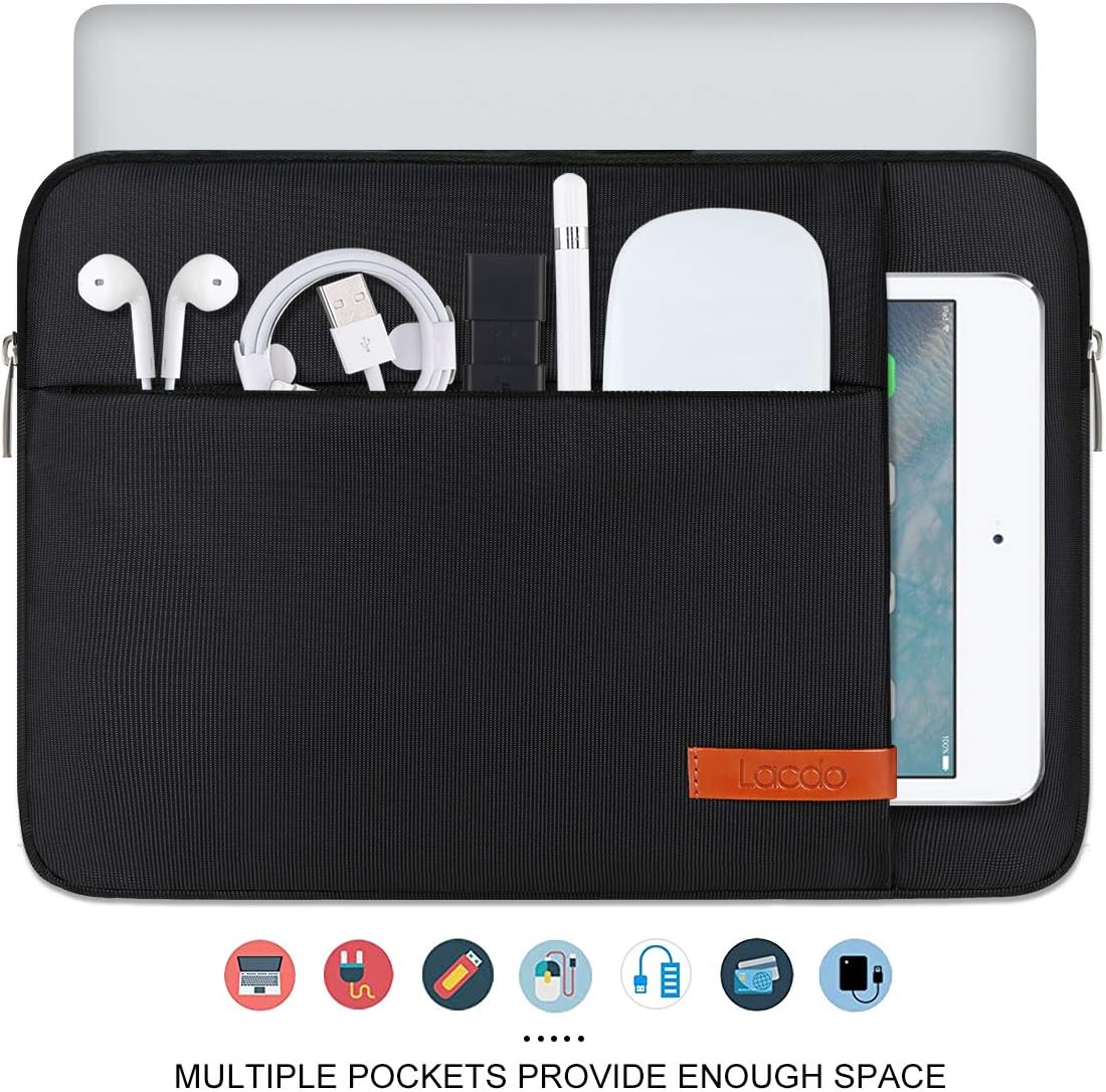 Lacdo Laptop Sleeve Case for 15 inch New MacBook Air M4 A3241 2025, M3 A3114, M2 A2941 2024-2023, 15 inch MacBook Pro A1990 A1707, Dell XPS 15 Plus Computer Case Bag with Accessory Pocket, Black