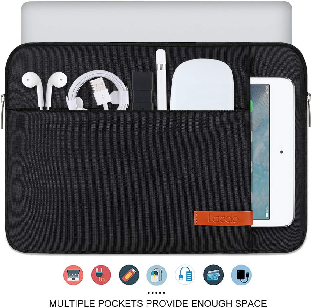 Lacdo Chromebook Case 11 Inch Laptop Sleeve for 11 Inch Acer HP Lenovo Dell Samsung ASUS Chromebook Spin 3 11, 13 inch New Surface Pro 11 Copilot+PC / 10 9 8 X, 11.6" MacBook Air Computer Bag, Black