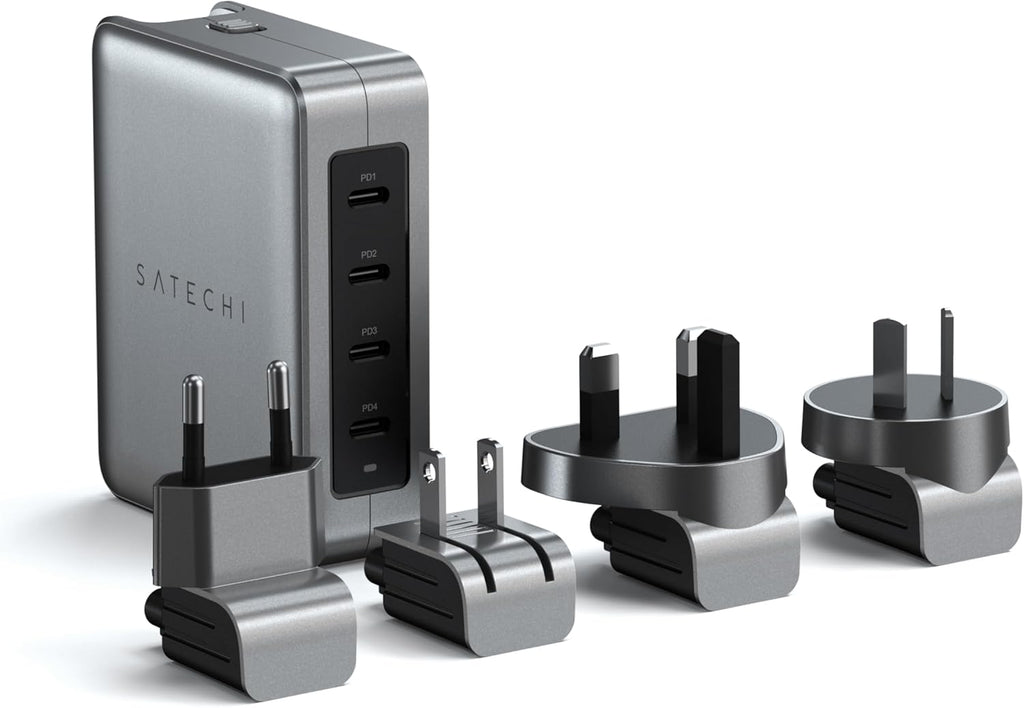 Satechi 145W GaN Travel Charger, 4-Port GaN USB C Charger, 2 USB-C PD 3.1, Fast Charging Travel Station for Laptop, for MacBook Air/Pro M4, iPad Air/Pro M4, iPhone 16, Galaxy S25, Windows