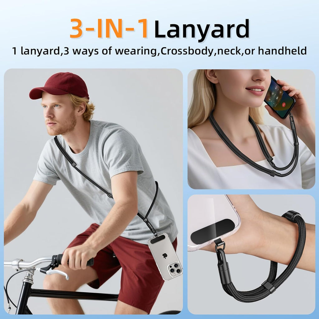 Adjustable Phone Lanyard - Phone Wrist Strap, Cell Phone Crossbody & Neck Hanging - 3-in-1 Universal for Most Smartphones (light camel)
