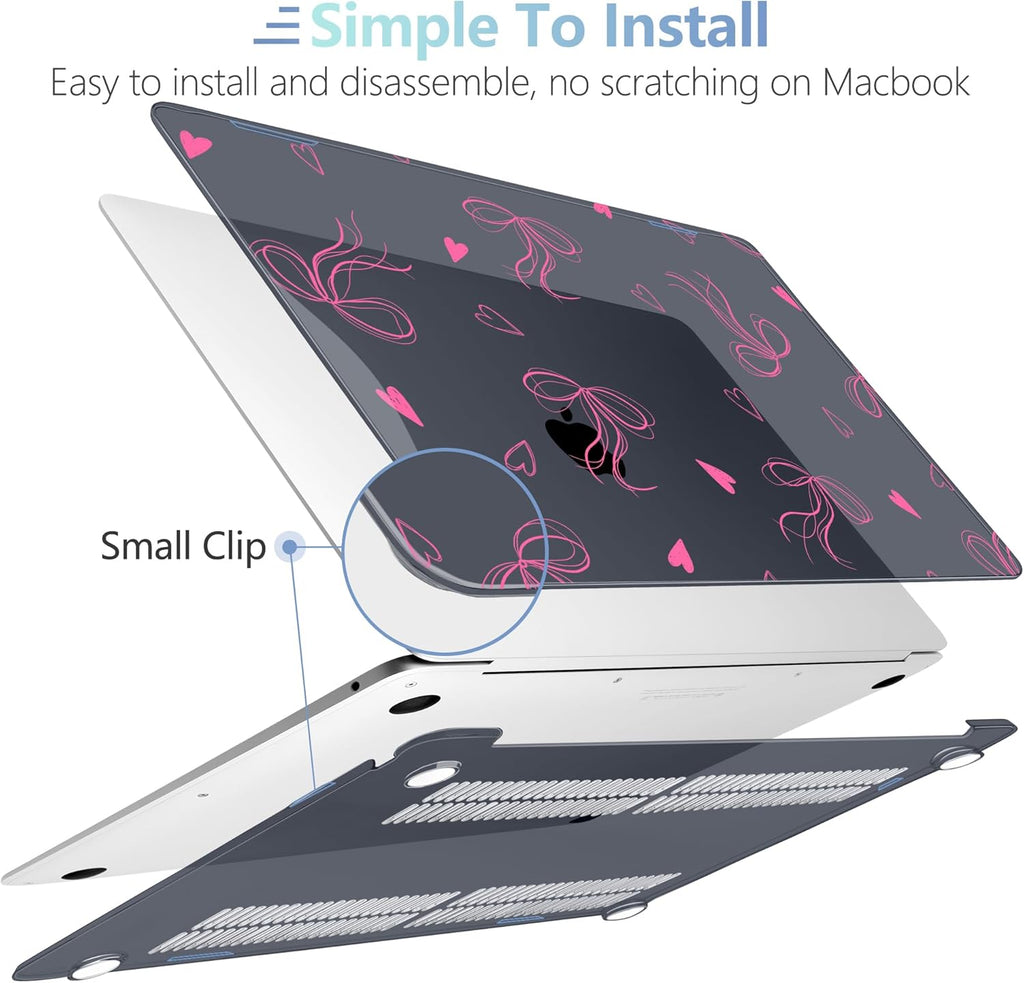 MEEgoodo for MacBook Air 13 inch Case 2021 2020 2019 2018 Released A2337 M1 A2179 A1932 with Touch ID, Plastic Hard Shell & Keyboard Cover Compatible with MacBook Air Case 13.3, Ribbons Bow