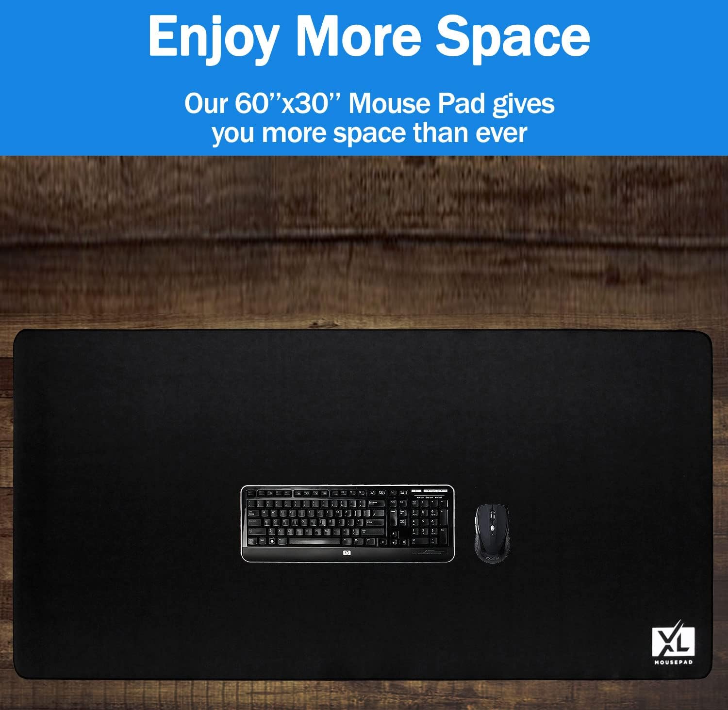 Big Desk Mouse Pad Extra Large for Gaming(60'' x 30'') - Super Thick Giant Mousepad for Full Desk with Rubber Base (Black, 4XL)