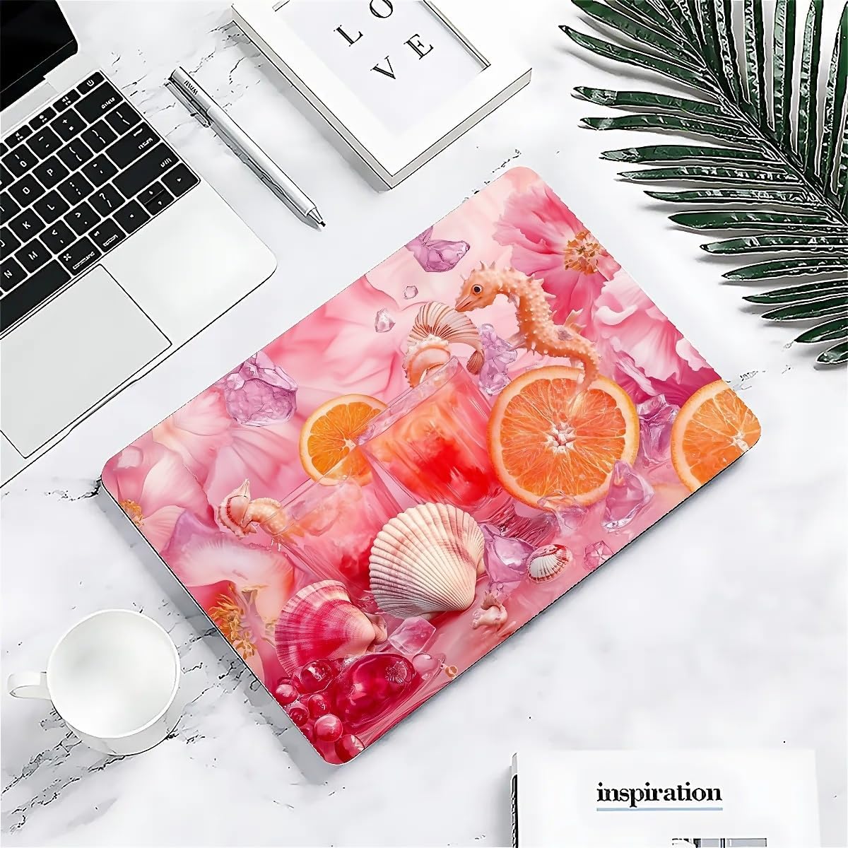 Compatible with MacBook Air 13.3 13.6 Inch Case 2022 2021 2020 2019 Plastic Hard Shell Case Cover,13.3 Pro(A1706/A1708/A1989/A2159/A2289/A2338), Pink Floral with Sea Shells