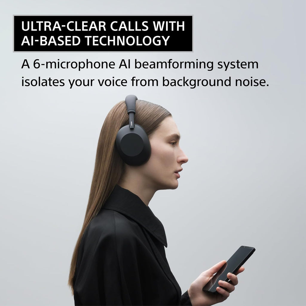 Sony WH-1000XM6 The Best Wireless Noise Canceling Headphones, HD NC Processor QN3, 12 Microphones, Adaptive NC Optimizer, Mastered by Engineers, Studio-Quality, 30-Hour Battery, Black