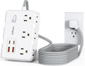 Surge Protector Power Strip 10 Ft Cord, Ultra Thin Flat Extension Cord with 6 Outlets 4 USB Ports(2 USB C), Flat Plug Power Strip, Braided Power Cord for College Dorm Room Essentials