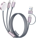 Temdan for Travel Vacation Essentials,3 in 2 USB C Cable for Apple Watch Charger/iPhone 16 Charger/Lightning,Multi Charging Cable Cord,Camping Essentials,Portable Designed for iWatch &iPhone 16-12-5FT