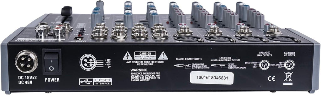 Sound Town Professional 12-Channel Audio Mixer with USB interface, Recording, EQ, Bluetooth, DSP and 48V Phantom (TRITON-A12BD)