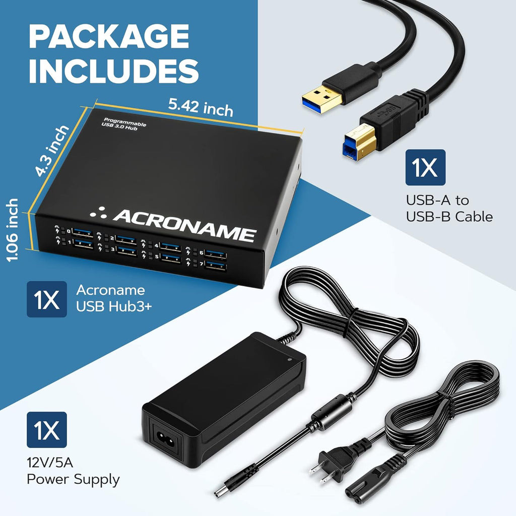Managed USB Switch/Hub 2 Computers - 9 Port, Fast Charge (4A), Industrial & Scientific Grade, Programmable Compatible with Mac/Windows/Linux for Keyboard Mouse External Hard Drive