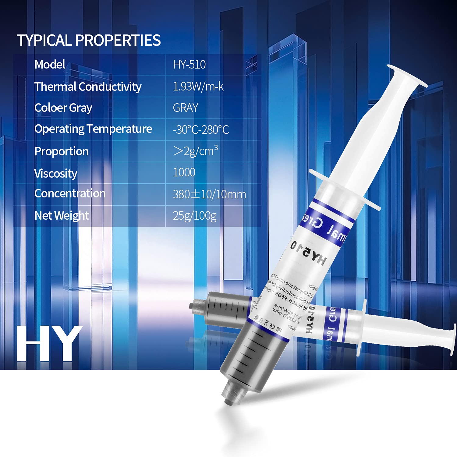 HY-510-25g Thermal Conductivity: >1.93W/m-k CPU Thermal heatsink Paste Silicone Grease Compound Non-Conductive for pc CPU gpu PS4 25Gram