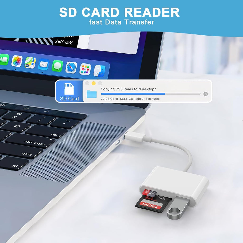SD Card Reader USB C, USBC to Micro SD Memory Card Adapter Dual Slots with USB 2.0 Camera Adapter for Digital Camera, iPhone 15/16/17, iPad, Mac, MacBook Pro/Air, Android, Laptop