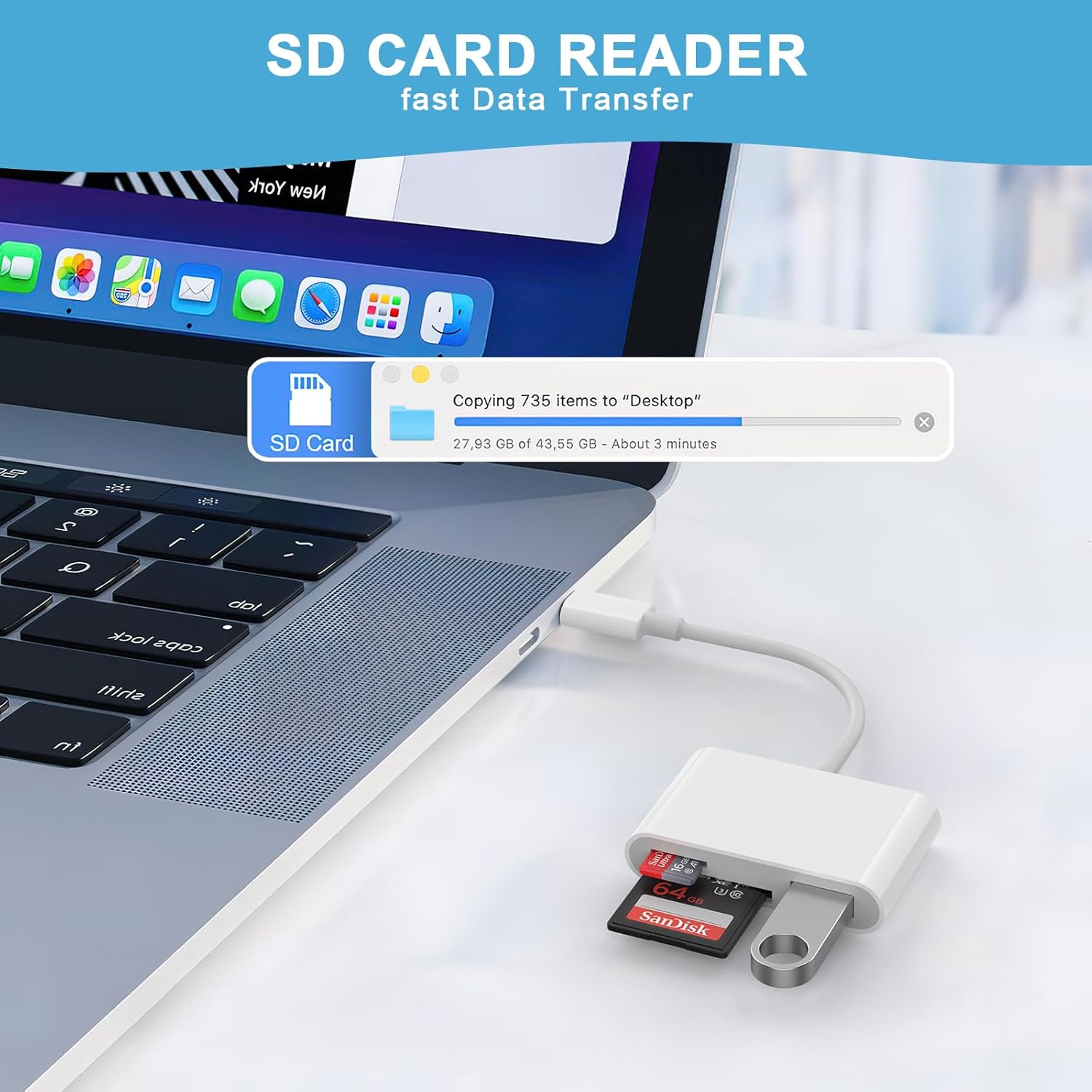 SD Card Reader USB C, USBC to Micro SD Memory Card Adapter Dual Slots with USB 2.0 Camera Adapter for Digital Camera, iPhone 15/16/17, iPad, Mac, MacBook Pro/Air, Android, Laptop