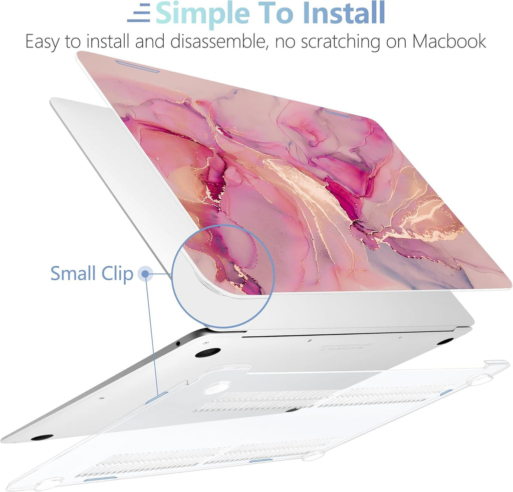 MEEgoodo for MacBook Air 13.3 inch Case 2021 2020 2019 2018 A2337 M1 A2179 A1932,Clear Case for MacBook Air M1,Laptop Shell with Keyboard Webcam Cover&Trackpad Film&Type C Adapter,Gold Splashes Marble