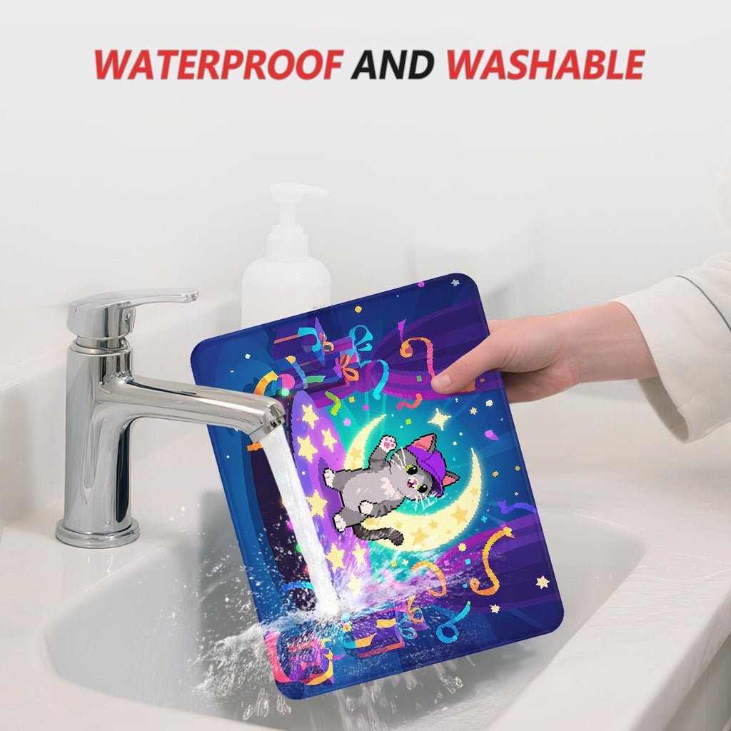 ITNRSIIET Mouse Pad Non-Slip Rubber Base Smooth Surface Stitched Edges Waterproof Durable Compatible with All Mice for Office & Gaming, Desk Accessory, 10.2x8.3x0.12 inch, PixelPartyCat