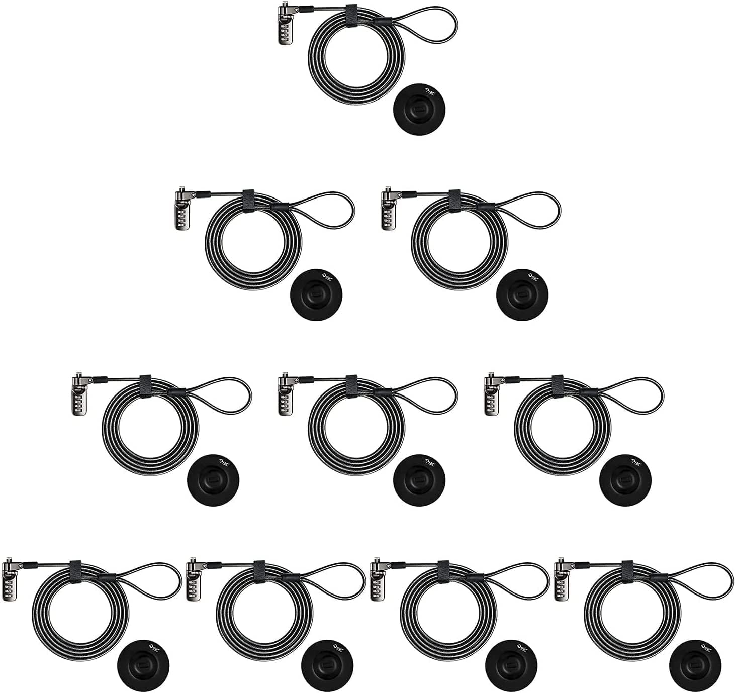I3C Laptop Cable Lock 4 Digital Combination Lock Security Computer Cable Lock Anti Theft Combination Lock Compatible for Tablet Laptop (10 Packs)