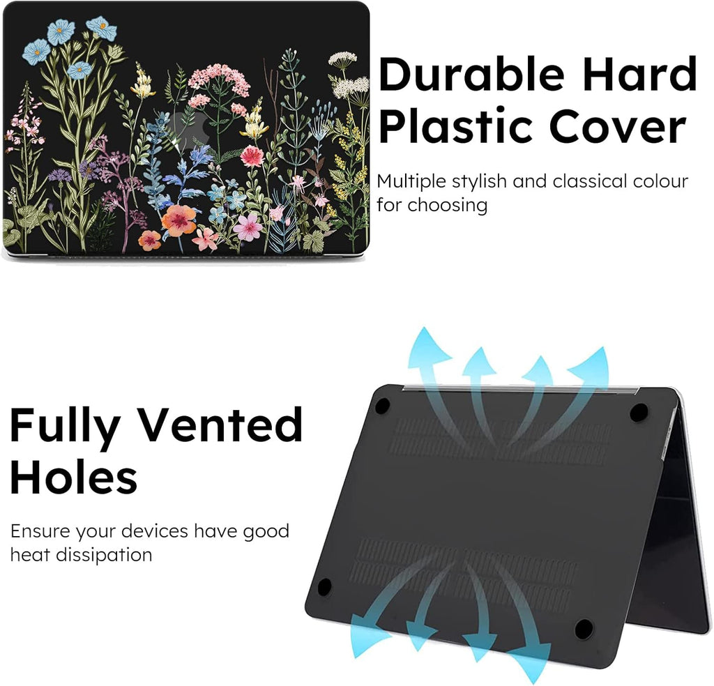 iCasso for MacBook Air 13 inch Case 2025 2024-2022 Release M4 A3240 M3 A3113 A2681 M2 with Liquid Retina Display, Hard Plastic Shell for Mac Air 13.6, TPU Keyboard Cover&Screen Protector, Weeds