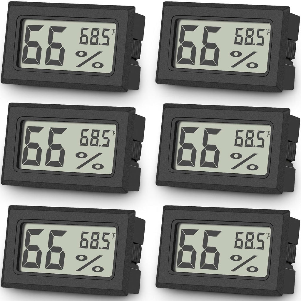 Vaikby 6-Pack Mini Digital Thermometer Hygrometer, Indoor Humidity Monitor, Temperature Humidity Gauge Meter with Fahrenheit (℉) for Humidors, Greenhouse, Garden, Cellar, Closet, Fridge