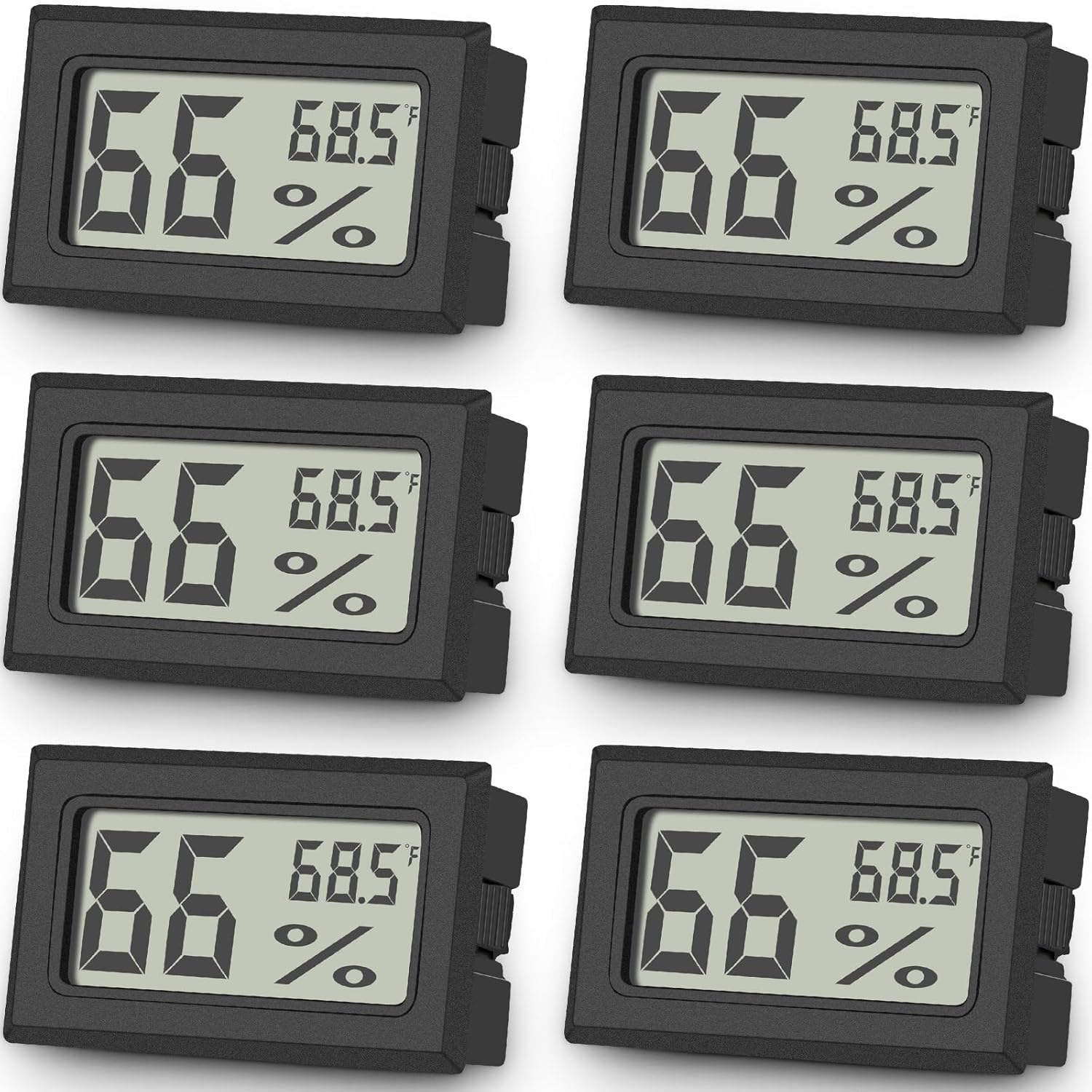 Vaikby 6-Pack Mini Digital Thermometer Hygrometer, Indoor Humidity Monitor, Temperature Humidity Gauge Meter with Fahrenheit (℉) for Humidors, Greenhouse, Garden, Cellar, Closet, Fridge