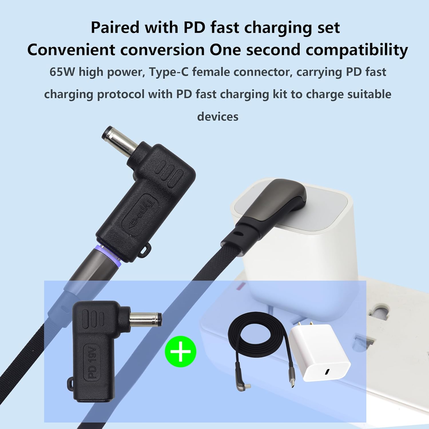 90W PD Type C to DC5521 Power Converter USB C to DC 5521 Laptop Charging Adapter 19V 4A Type C Female to DC 5.5 x 2.1mm Male Power Adapter for Studio and Travel [PD-5521]
