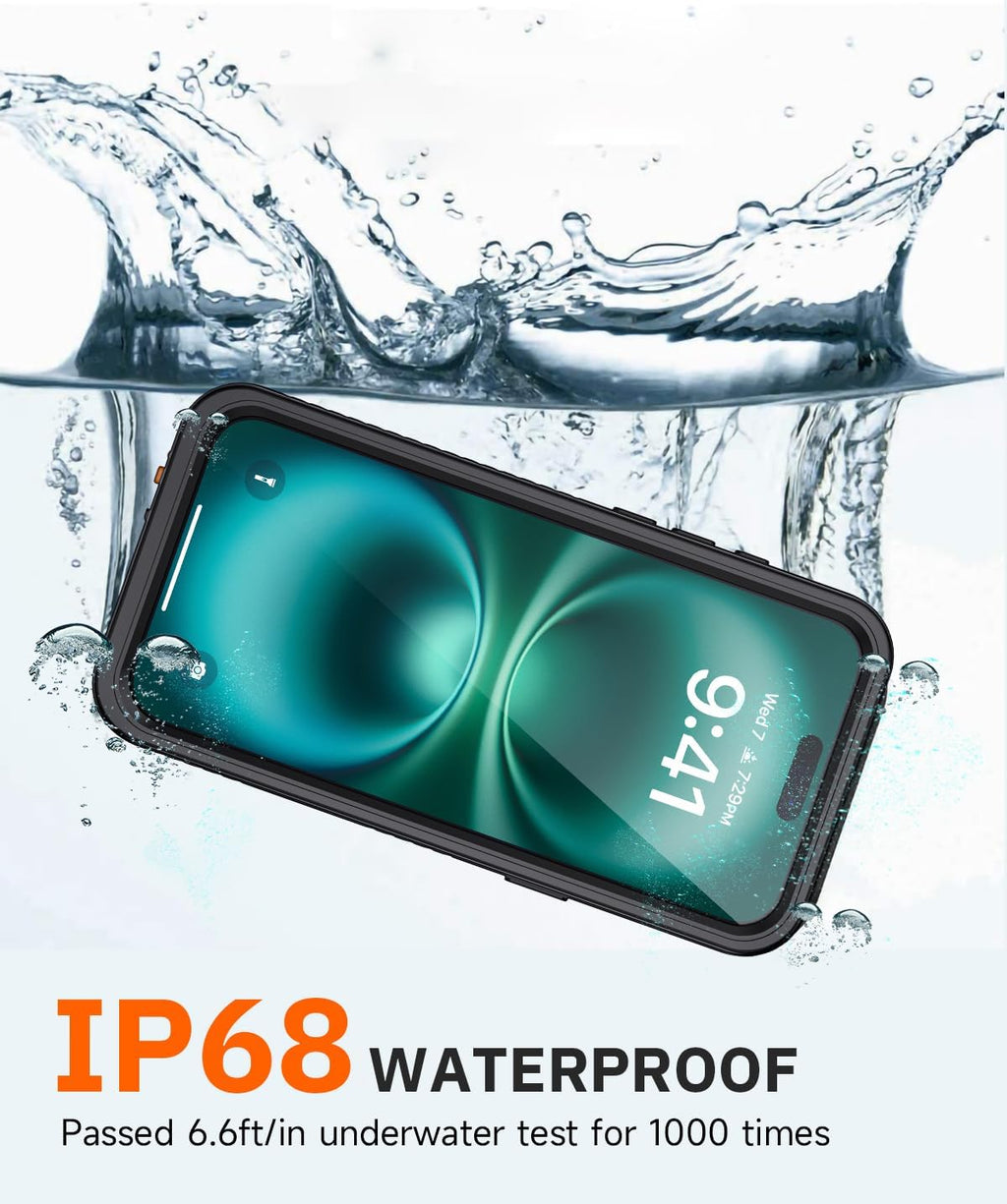 Lanhiem for iPhone 16 Pro Privacy Case, Waterproof Dustproof Shockproof Cover for 16 Pro with Privacy Screen Protector, Full Body Protective Phone Case for iPhone 16 Pro - 6.3 inch (Black)