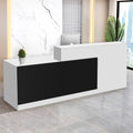 Reception Desk with Counter Modern Checkout Counter with Lockable Drawer Keyboard Tray Receptionist Desk for Office Salon Reception Table E Left 63inch/160cm