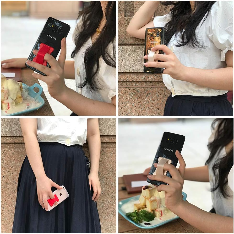 Universal Phone Grip for Smartphones - Phone Holder for Hand for Back of Phone - Wireless Charging Compatible (Black Blue) - 2Pack