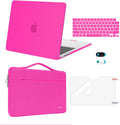 MOSISO Compatible with MacBook Air 13 inch Case 2025 2024 2023 2022 M4 A3240 M3 A3113 M2 A2681, Hard Shell&Sleeve Bag&Keyboard Skin&Webcam Cover&Screen Film for MacBook Air 13.6 inch, Bright Rose
