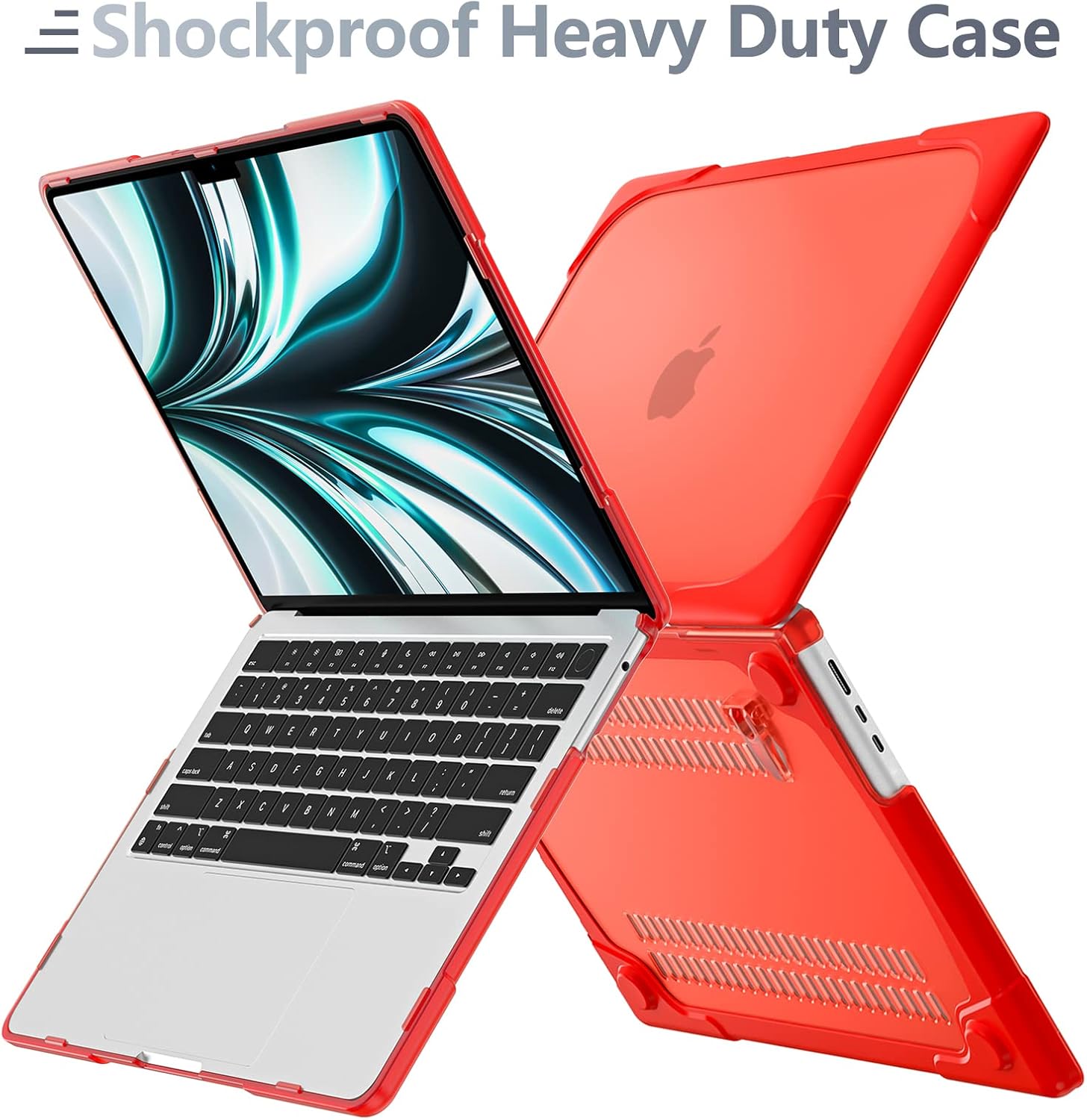 Batianda for New MacBook Air 13.6 inch Case 2025 M4 2024 2022 Release Model A3240 A2681(M2) A3113(M3), Heavy Duty Shockproof Protective Hard Shell with Fold Kickstand & Keyboard Cover, Red
