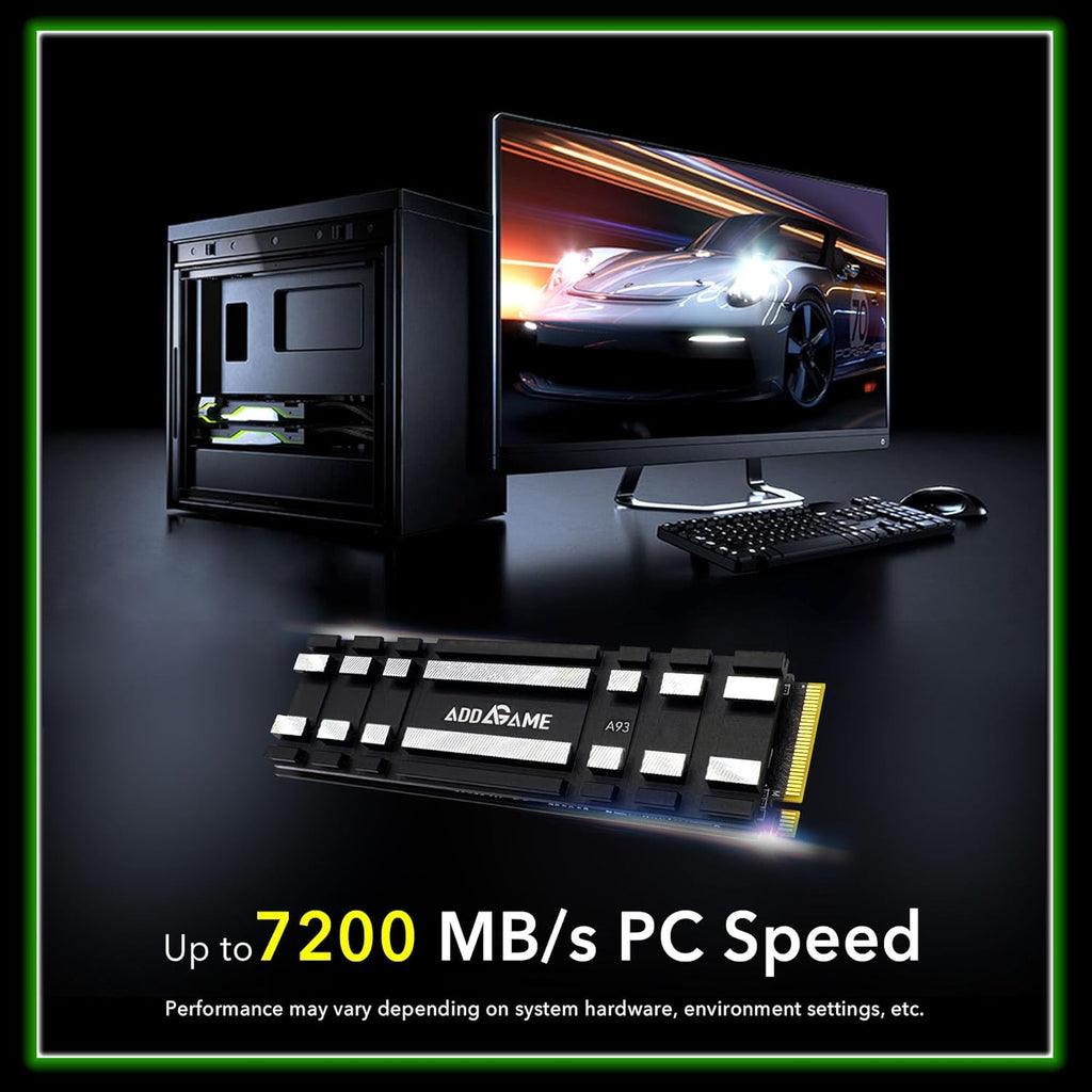 Addlink A93 1TB Storage Expansion for PS5 Console with Heatsink, Up to 7400mb/s, Gen 4 PCIe NVMe m.2 2280, SLC Cache Internal Solid State Drive(‎ad1TBA93M2P)