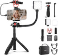 NEEWER Phone Vlogging Kit, Content Creator Essentials Kit for YouTube with LED Light, Selfie Stick Travel Tripod, Flexible Soft Tube, USB C Cardioid Microphone for iPhone, Android, Podcast, PA045