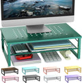 gianotter 2-Tier Metal Monitor Stand Riser, Desk Organizer for Monitor, Office Desk Storage Organizer for Office Supplies (Dark Green)